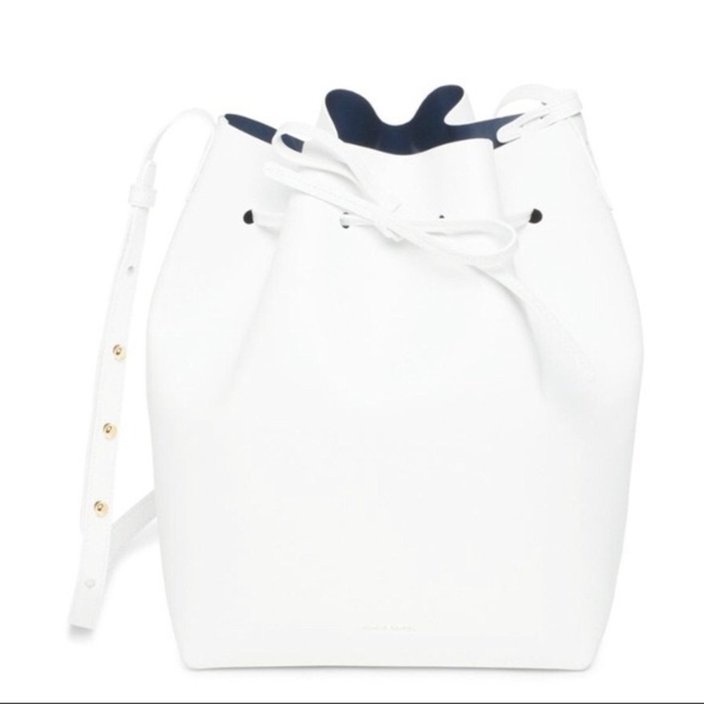 Mansur Gavriel large bucket bag white with blue